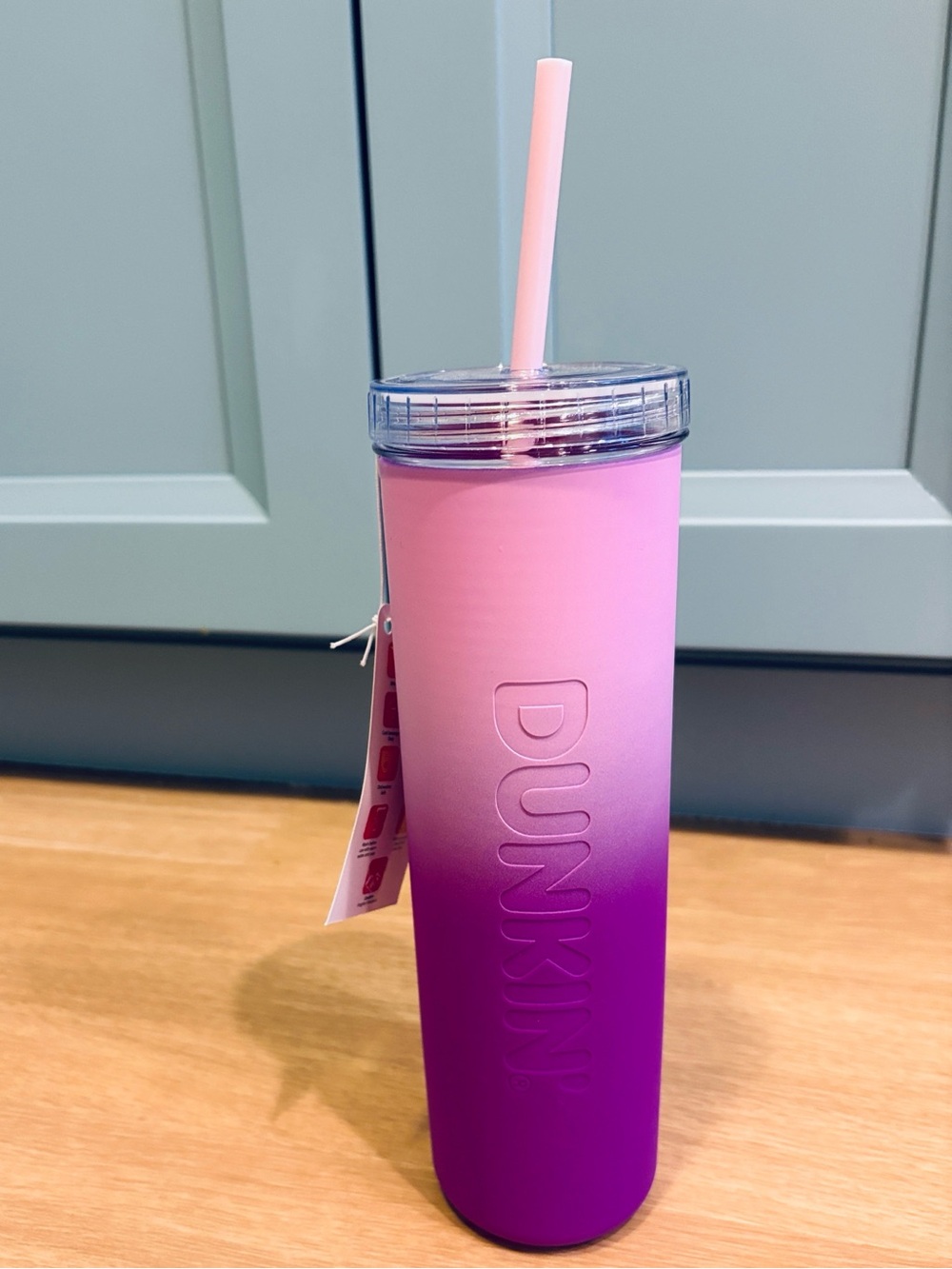 Dunkin Gradient Pink to Purple Insulated Tumbler with Straw